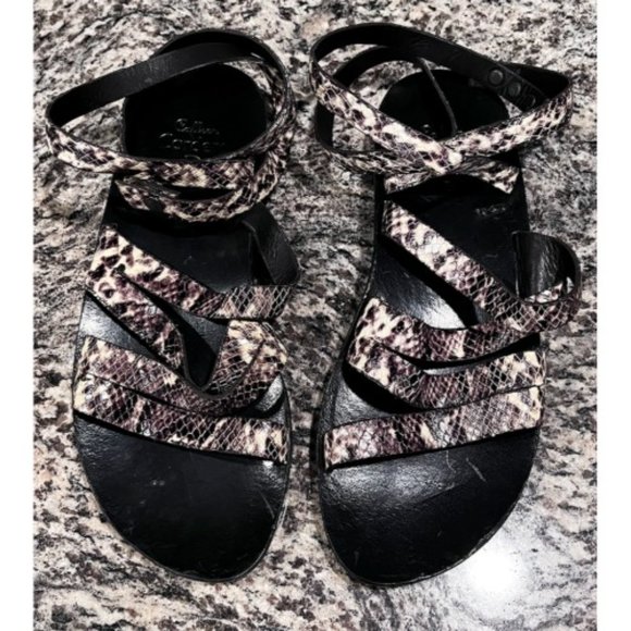 BNWOT CALLEEN CORDERO PYTHON ANKLE WRAP STRAP SANDALS 9 - Picture 2 of 8